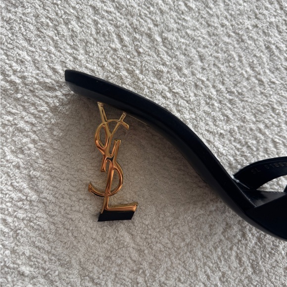 SAINT LAURENT Opyum Slide Sandal Heel in Noir 40 - Picture 9 of 14